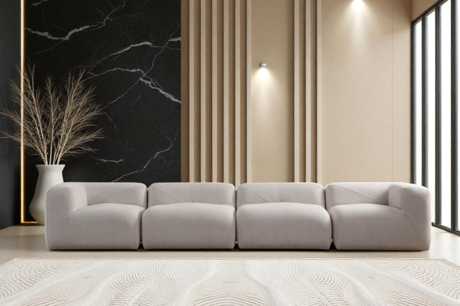Canapé Modulable Nuage Chenille Blanc Cassé