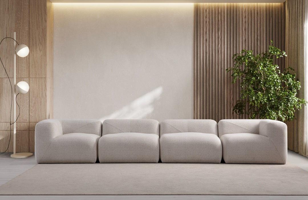 Canapé Modulable Nuage Chenille Blanc Cassé