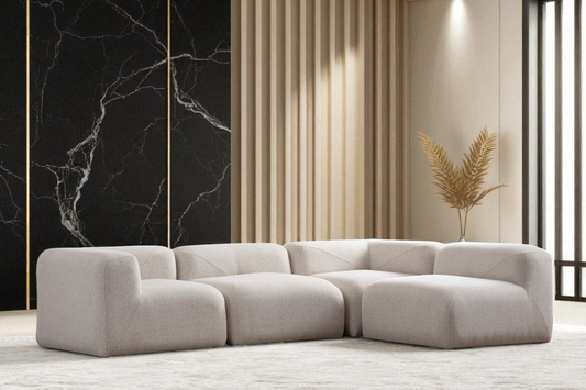 Canapé Modulable Nuage Chenille Blanc Cassé