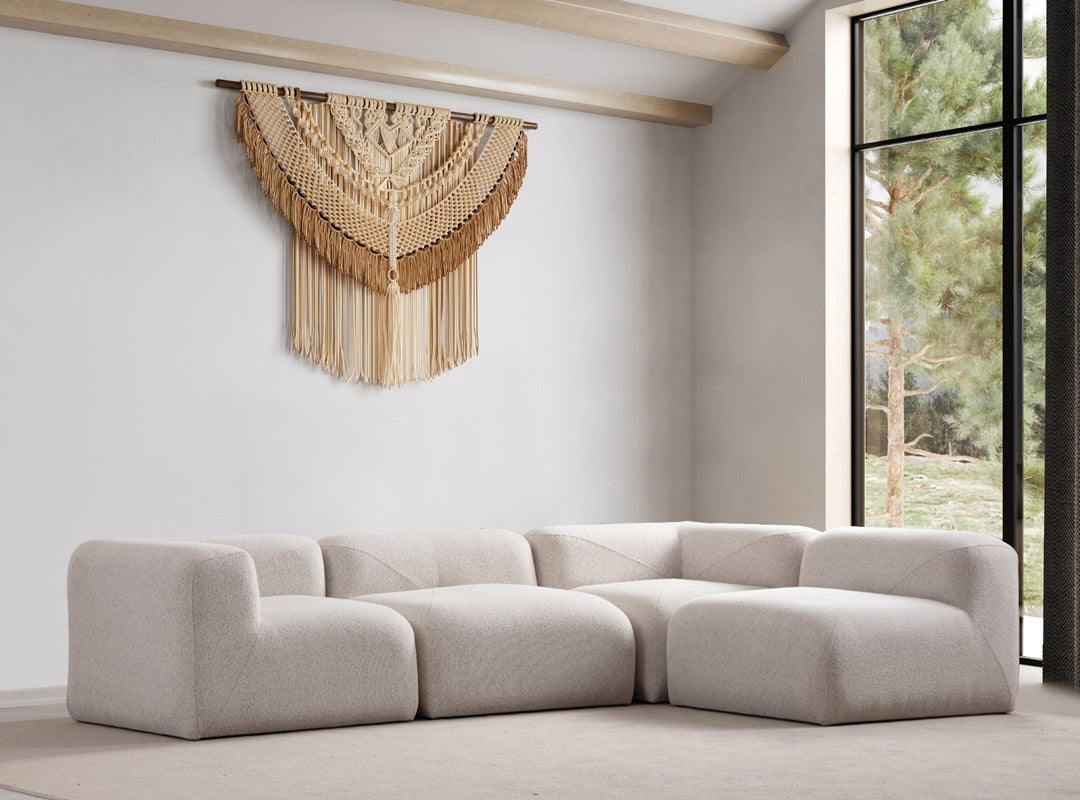 Canapé Modulable Nuage Chenille Blanc Cassé