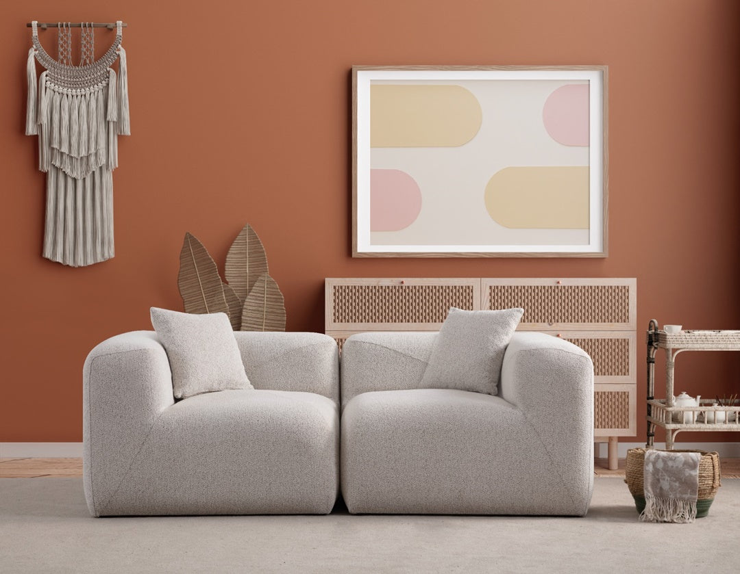 Canapé Modulable Nuage Chenille Blanc Cassé
