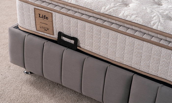 Lit Coffre POLO GRIS - Velours