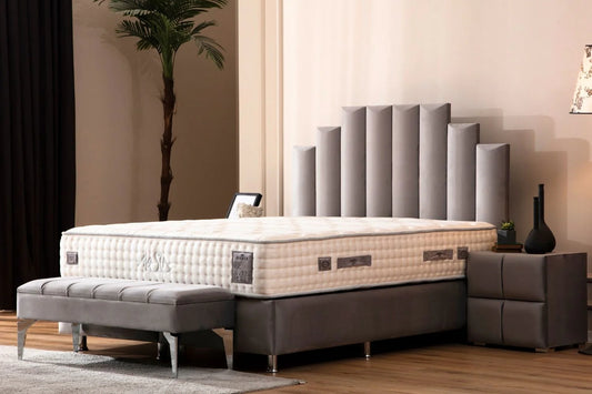 Lit Coffre POLO GRIS - Velours