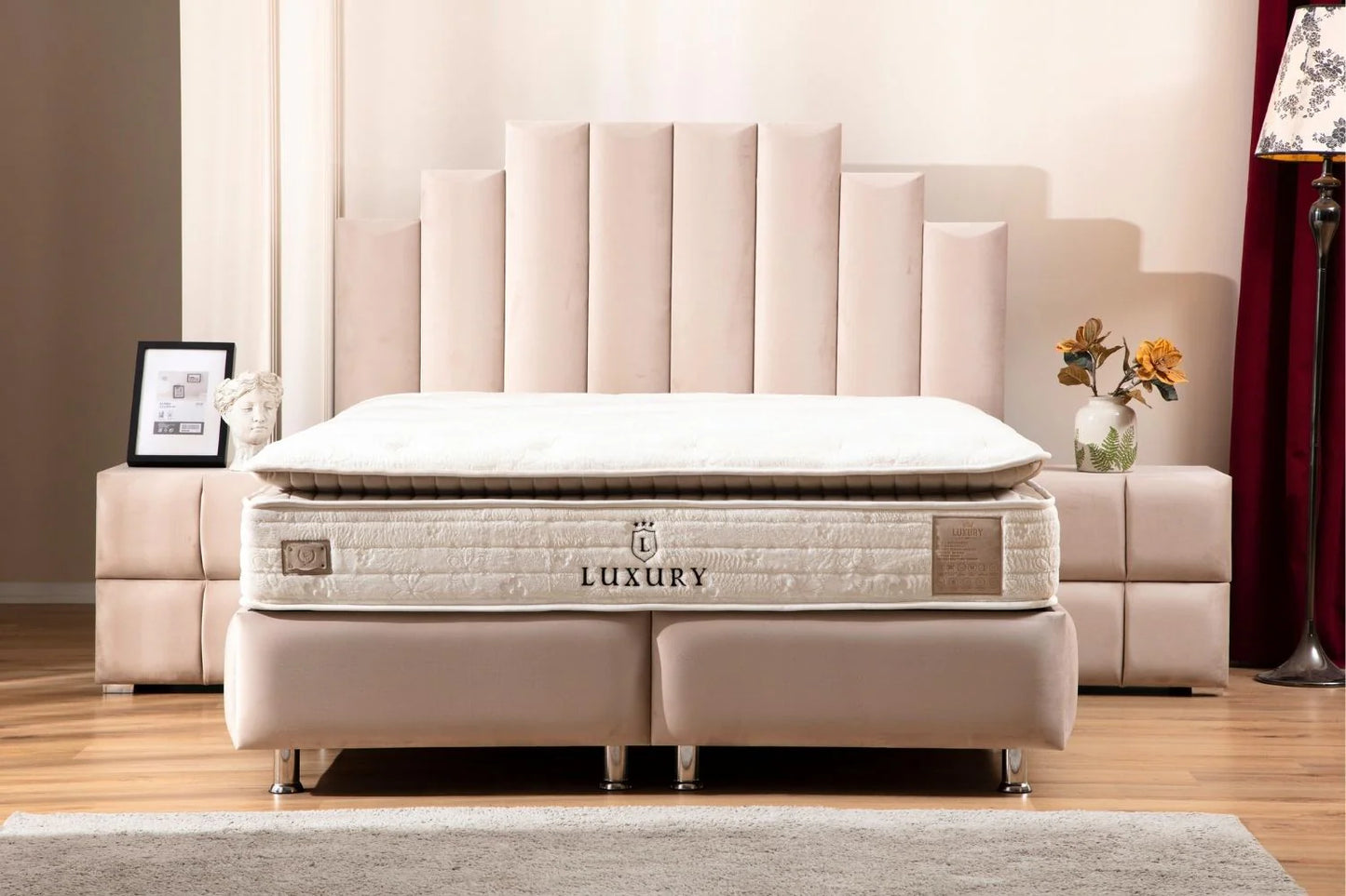Lit Coffre POLO BEIGE - Velours