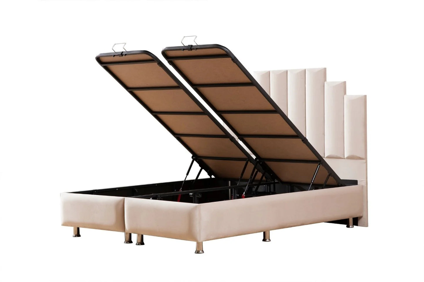 Lit Coffre POLO BEIGE - Velours