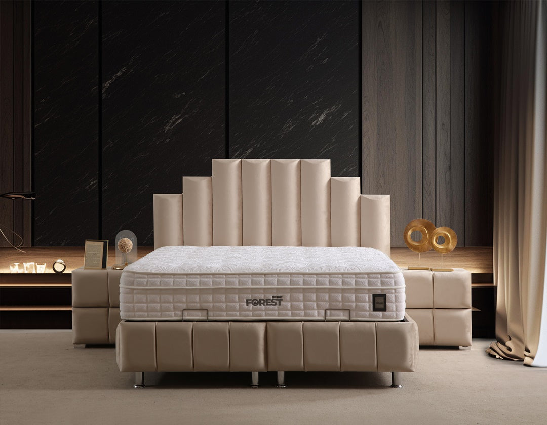 Lit Coffre POLO BEIGE - Velours