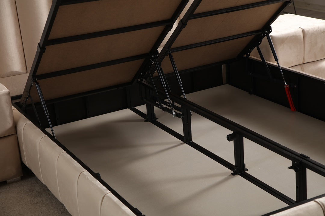 Lit Coffre POLO BEIGE - Velours