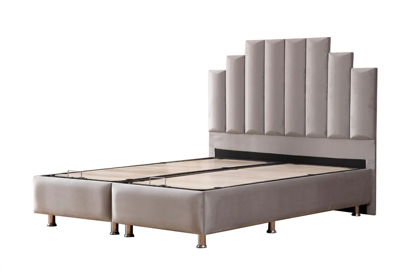 Lit Coffre POLO GRIS - Velours
