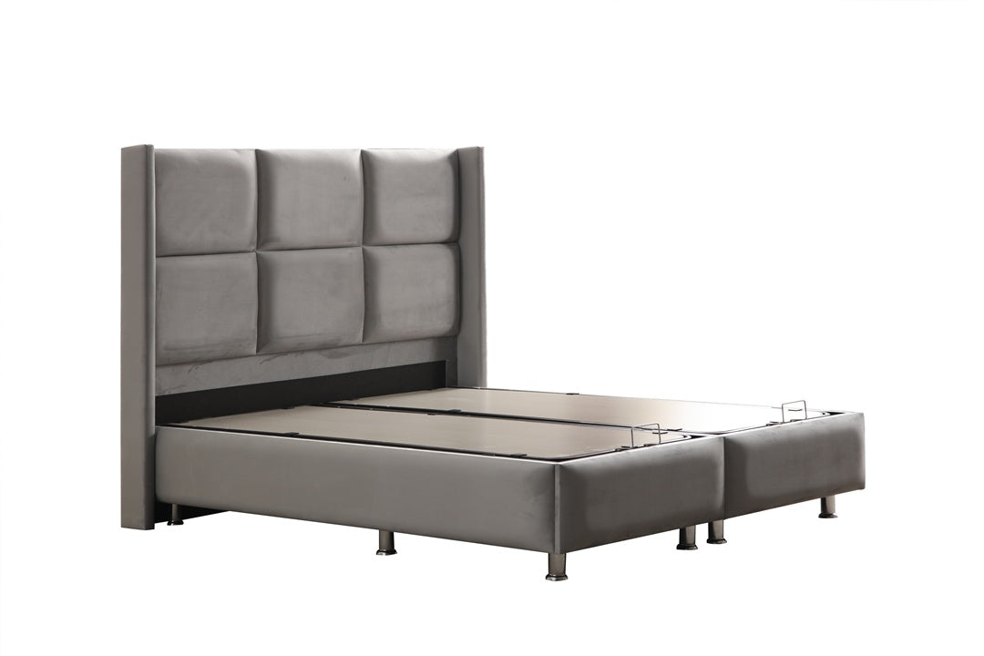 Lit Coffre RIO GRIS - Velours