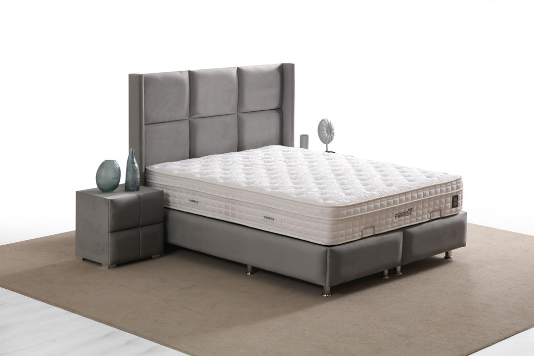Lit Coffre RIO GRIS - Velours