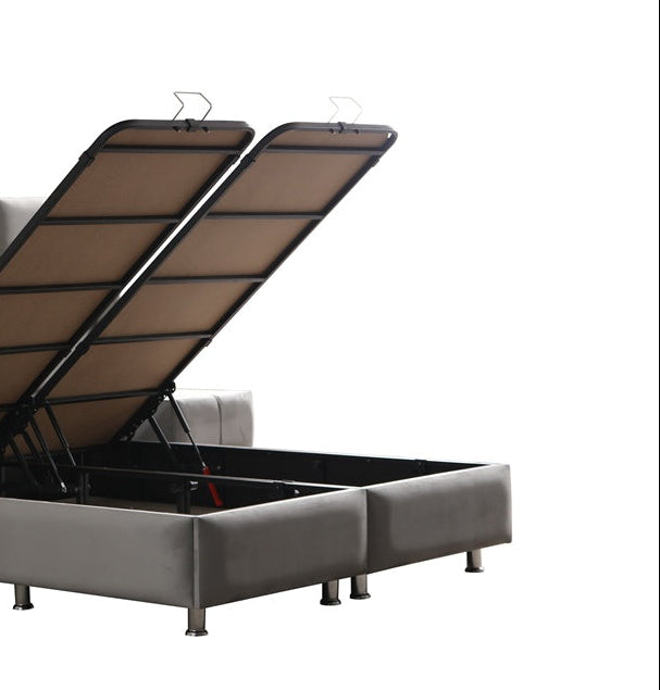 Lit Coffre RIO GRIS - Velours