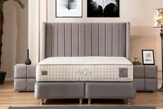 Lit Coffre SANA GRIS - Velours
