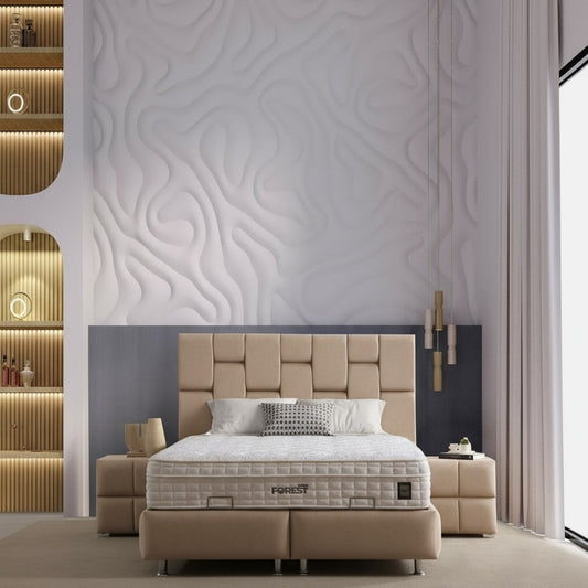 Lit Coffre SILVIA BEIGE - Velours