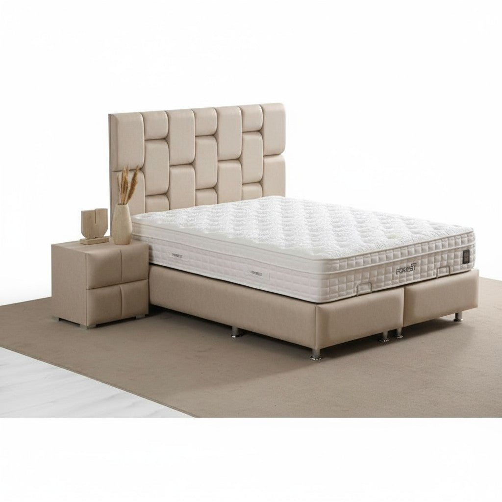 Lit Coffre SILVIA BEIGE - Velours