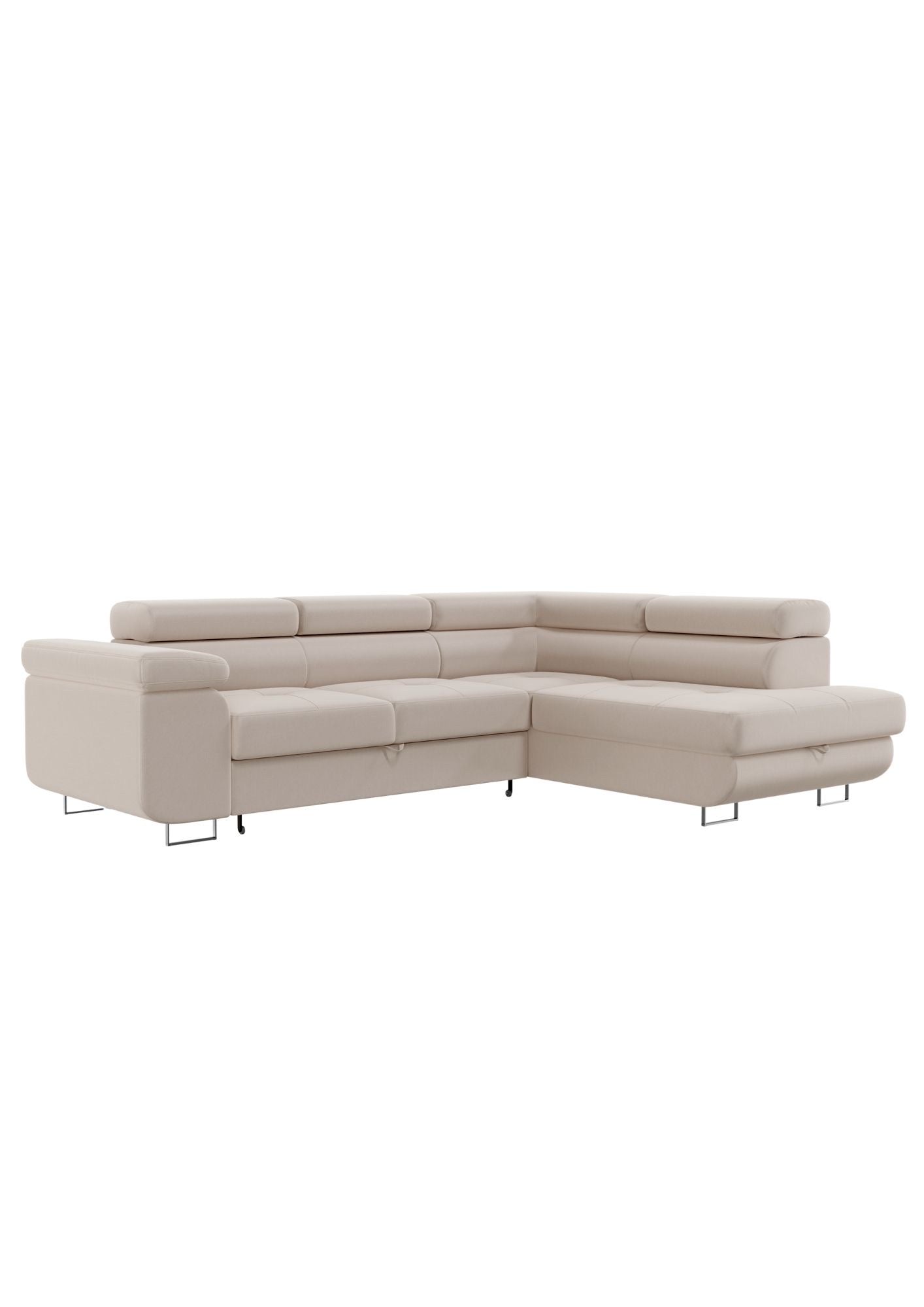 Canapé d'Angle Convertible Tona Velours Beige