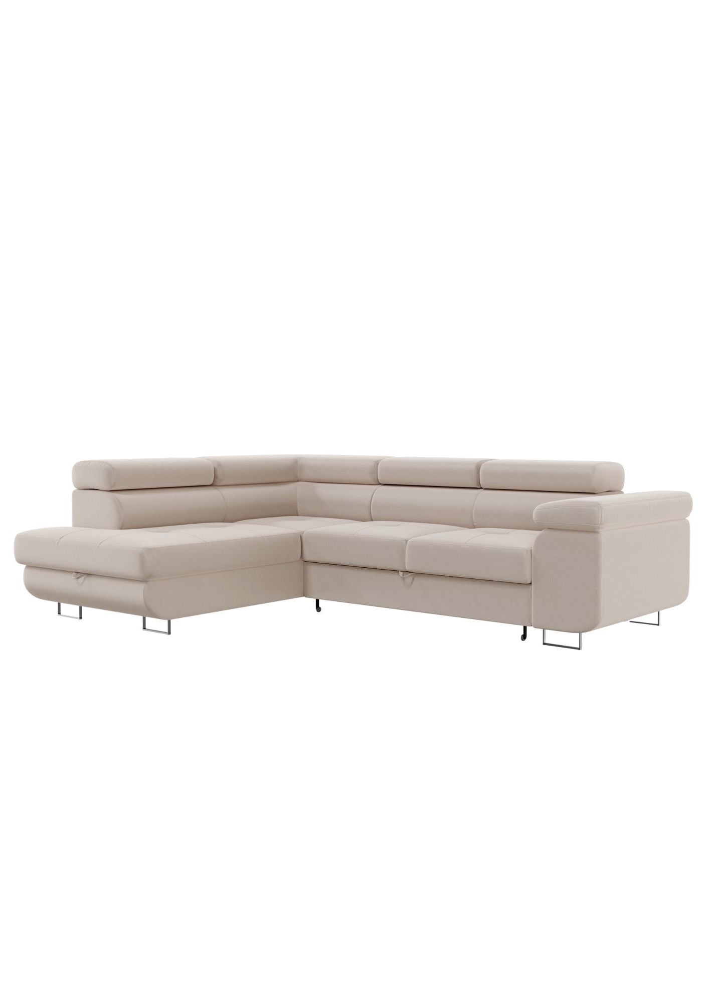 Canapé d'Angle Convertible Tona Velours Beige