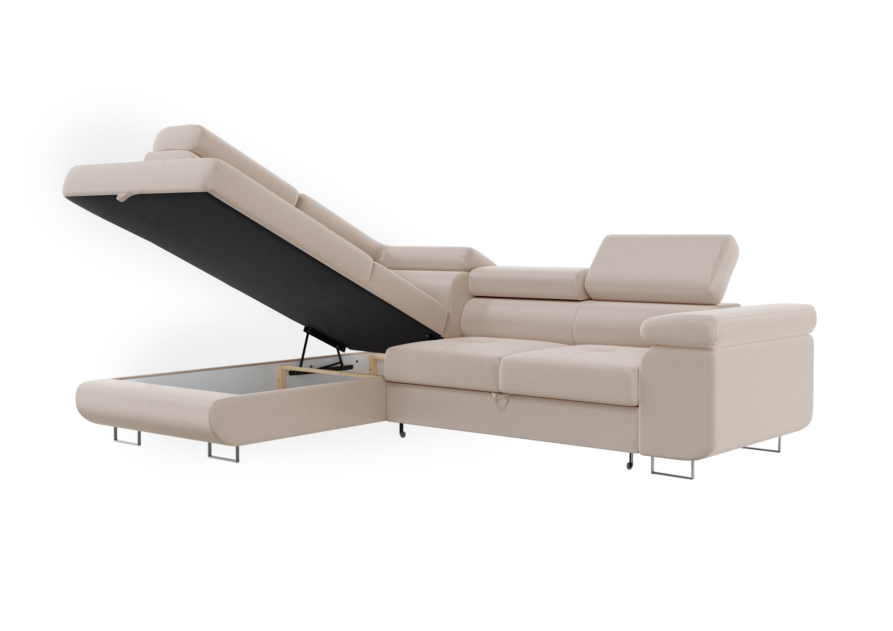 Canapé d'Angle Convertible Tona Velours Beige