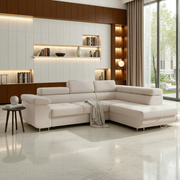 Canapé d'Angle Convertible Tona Velours Beige