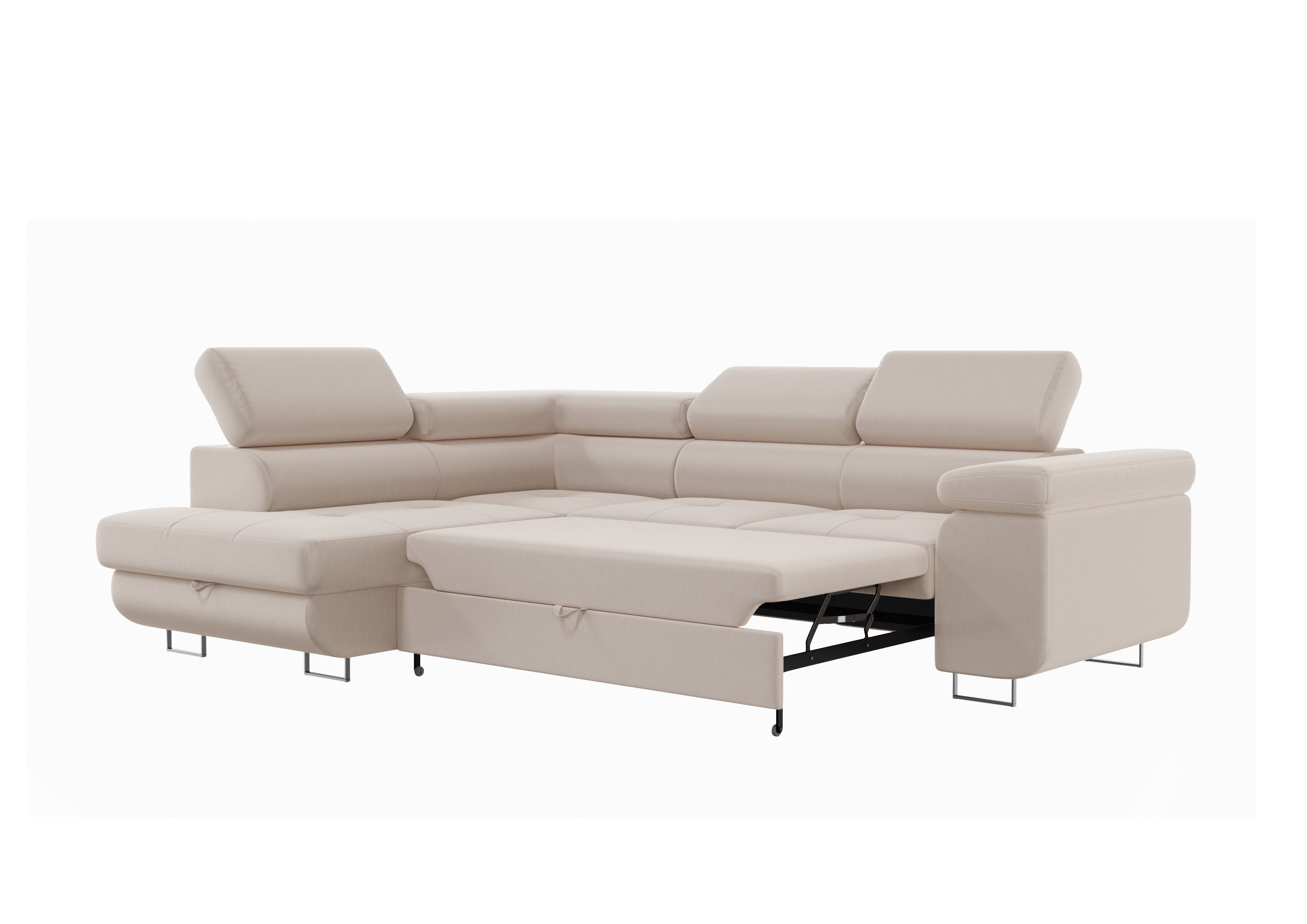 Canapé d'Angle Convertible Tona Velours Beige