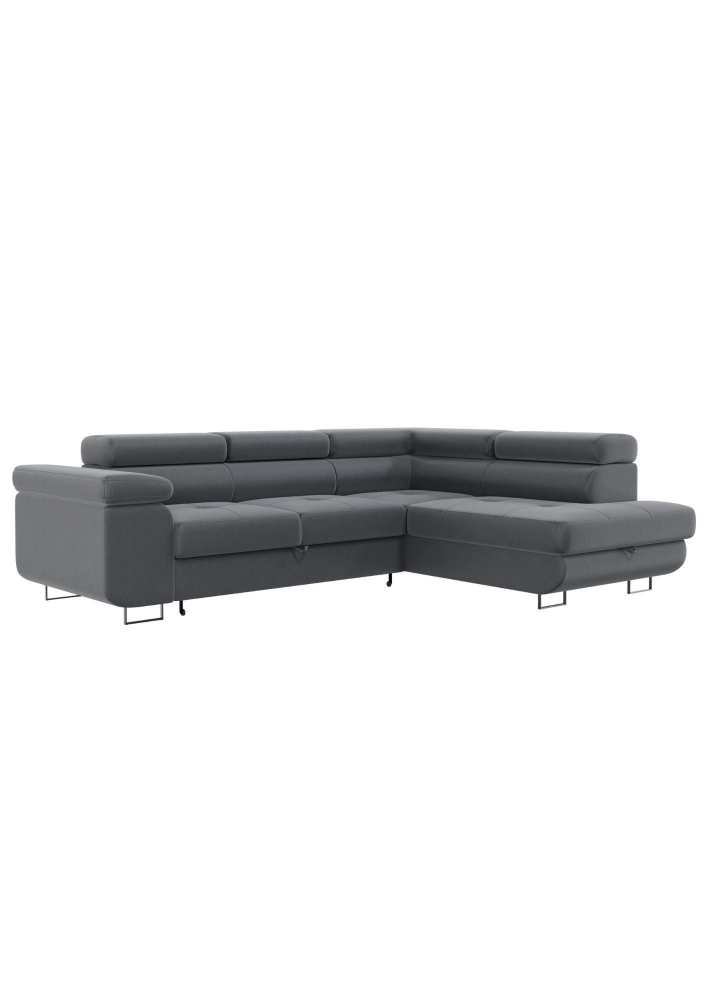 Canapé d'Angle Convertible Tona Velours Gris