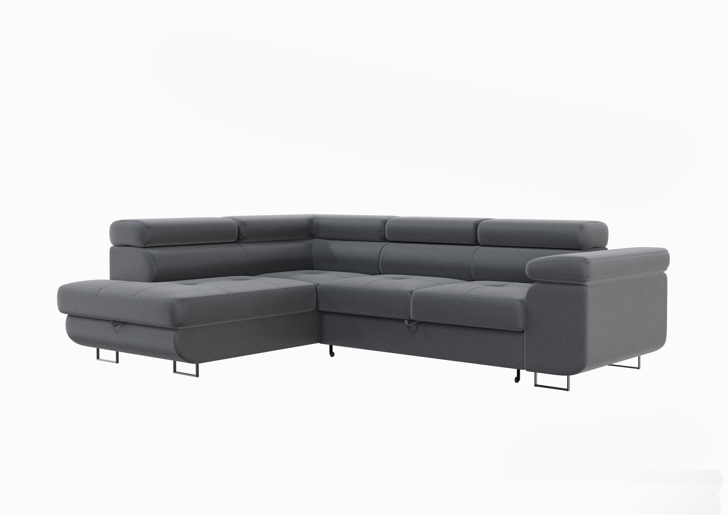 Canapé d'Angle Convertible Tona Velours Gris
