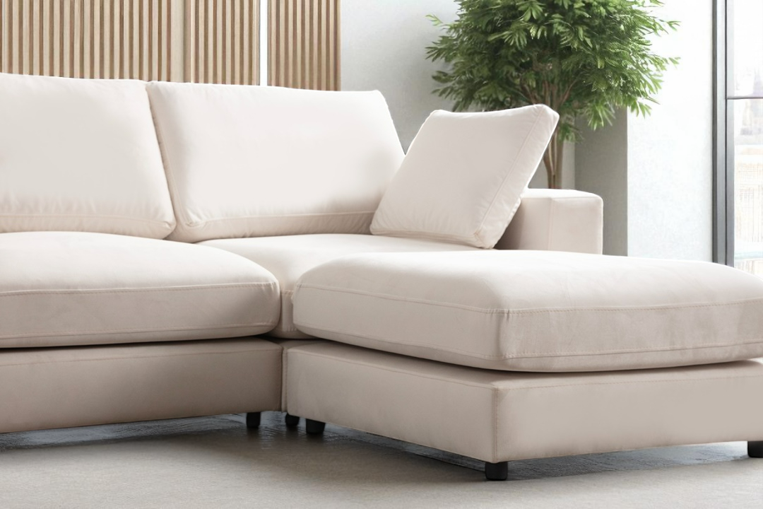 Canapé Modulable Julia Velours 4+1 Pouf