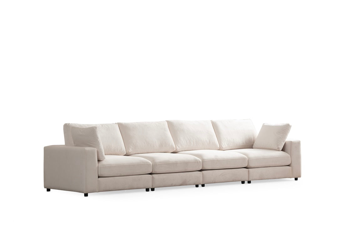 Canapé Modulable Julia Velours 4+1 Pouf