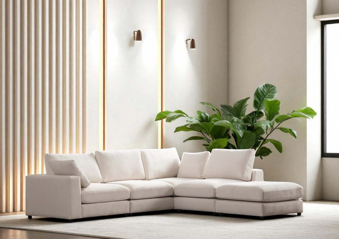 Canapé Modulable Julia Velours 4+1 Pouf