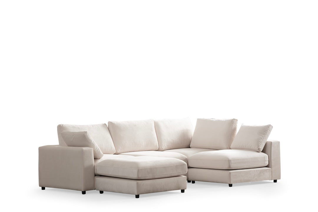Canapé Modulable Julia Velours 4+1 Pouf