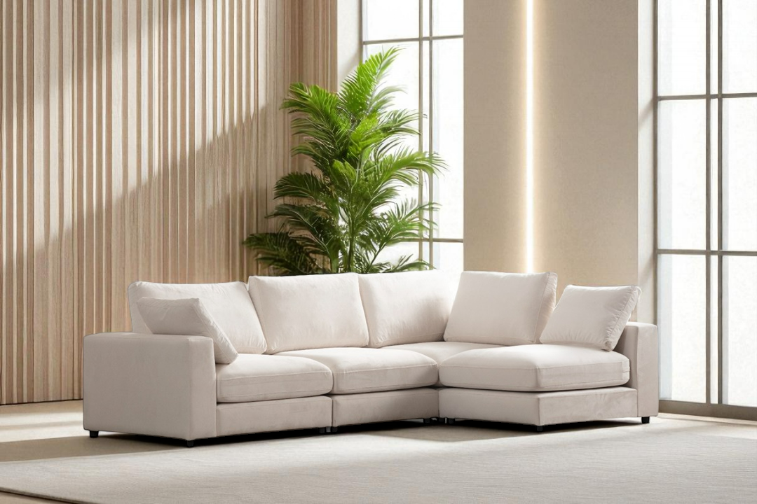 Canapé Modulable Julia Velours 4+1 Pouf