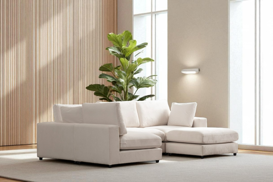 Canapé Modulable Julia Velours 4+1 Pouf
