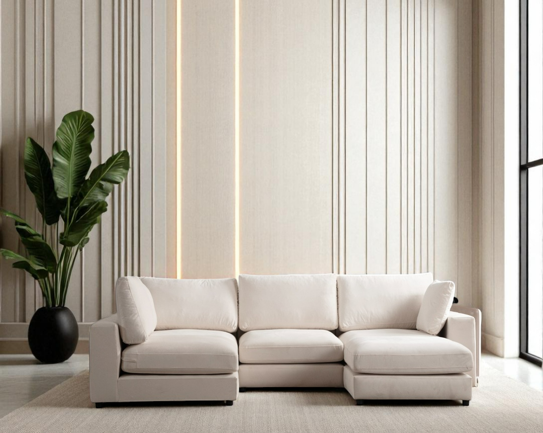 Canapé Modulable Julia Velours 4+1 Pouf