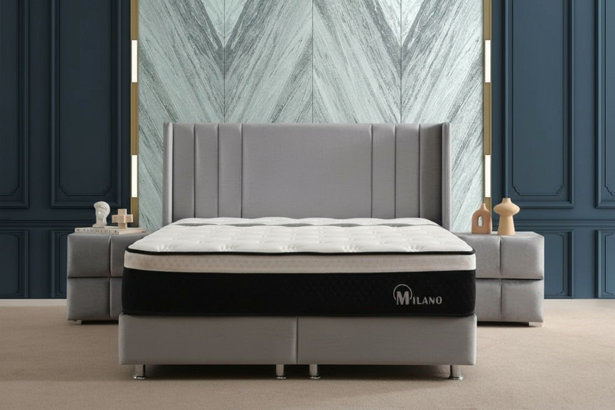 Lit Coffre ALMA GRIS - Velours