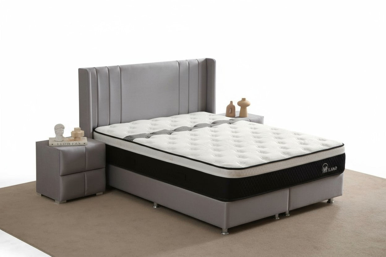 Lit Coffre ALMA GRIS - Velours