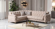 Canapé d'Angle Convertible Cubay Velours Beige
