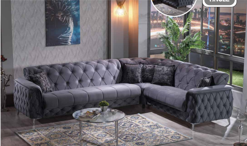 Canapé d'Angle Convertible Cubay Velours Gris Anthracite
