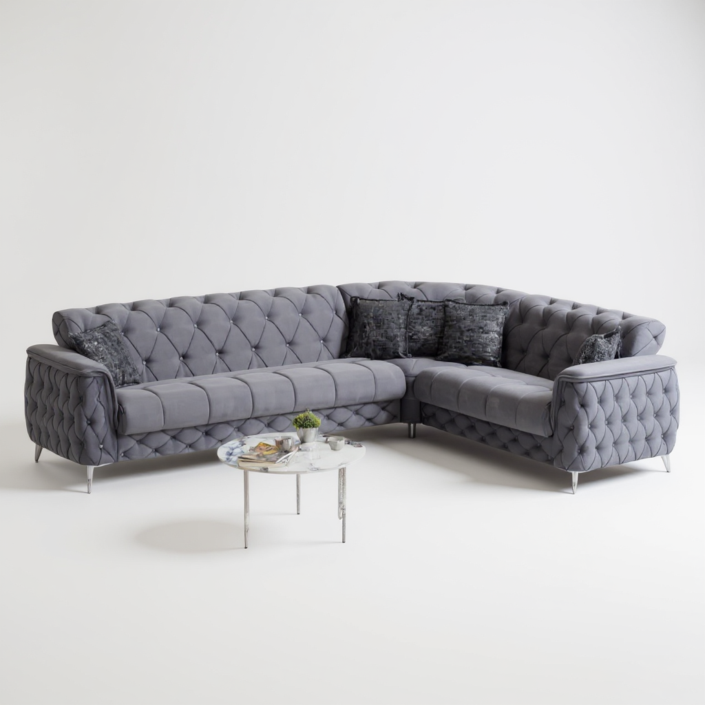 Canapé d'Angle Convertible Cubay Velours Gris Anthracite