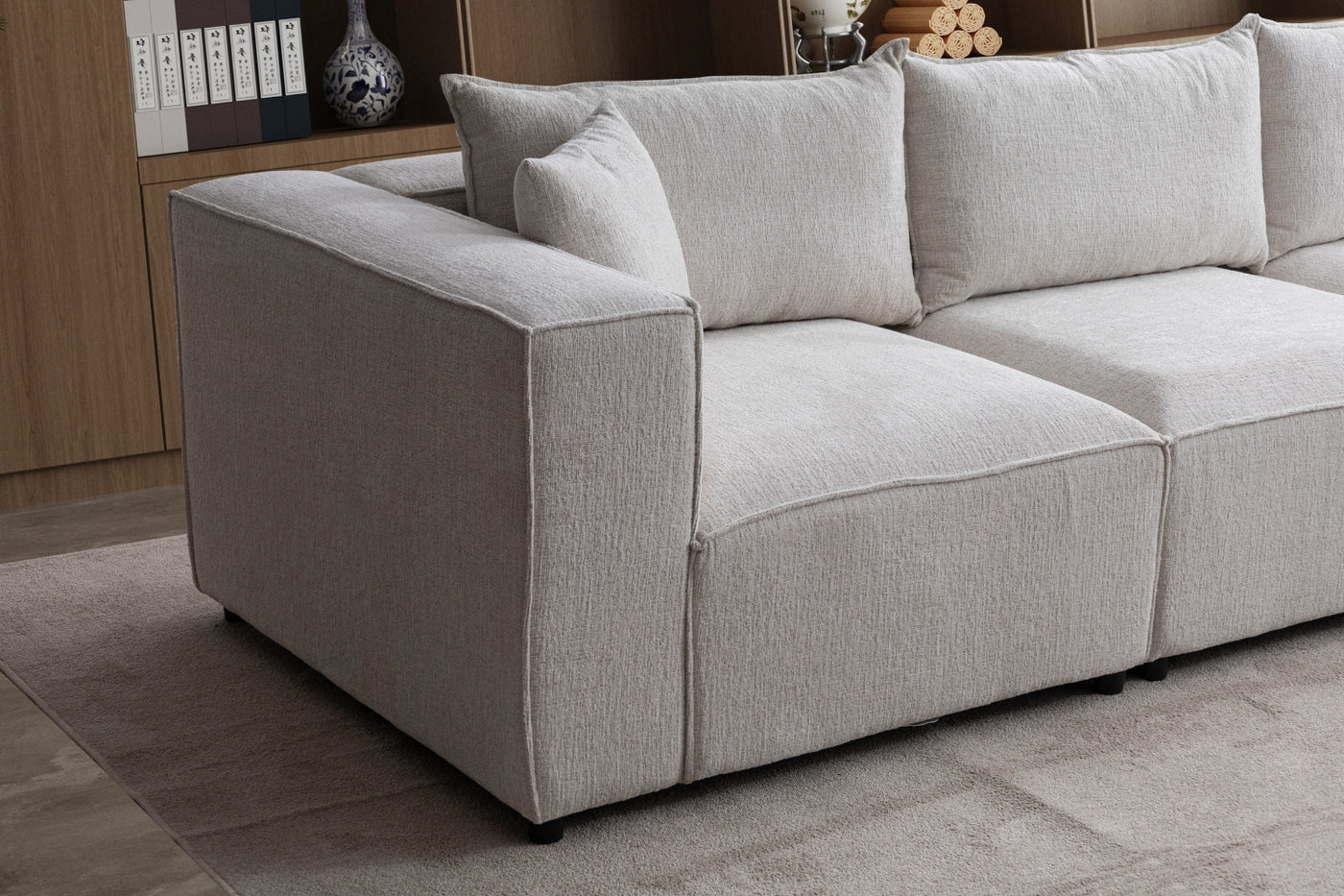 Canapé Modulable Élégance Chenille 3+1 Pouf