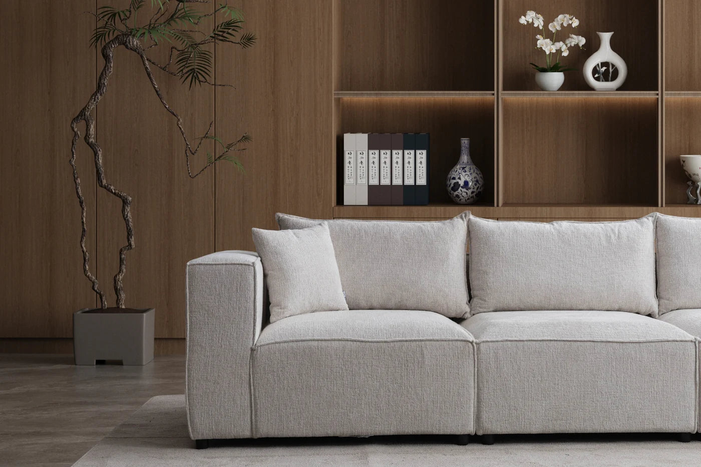 Canapé Modulable Élégance Chenille 3+1 Pouf