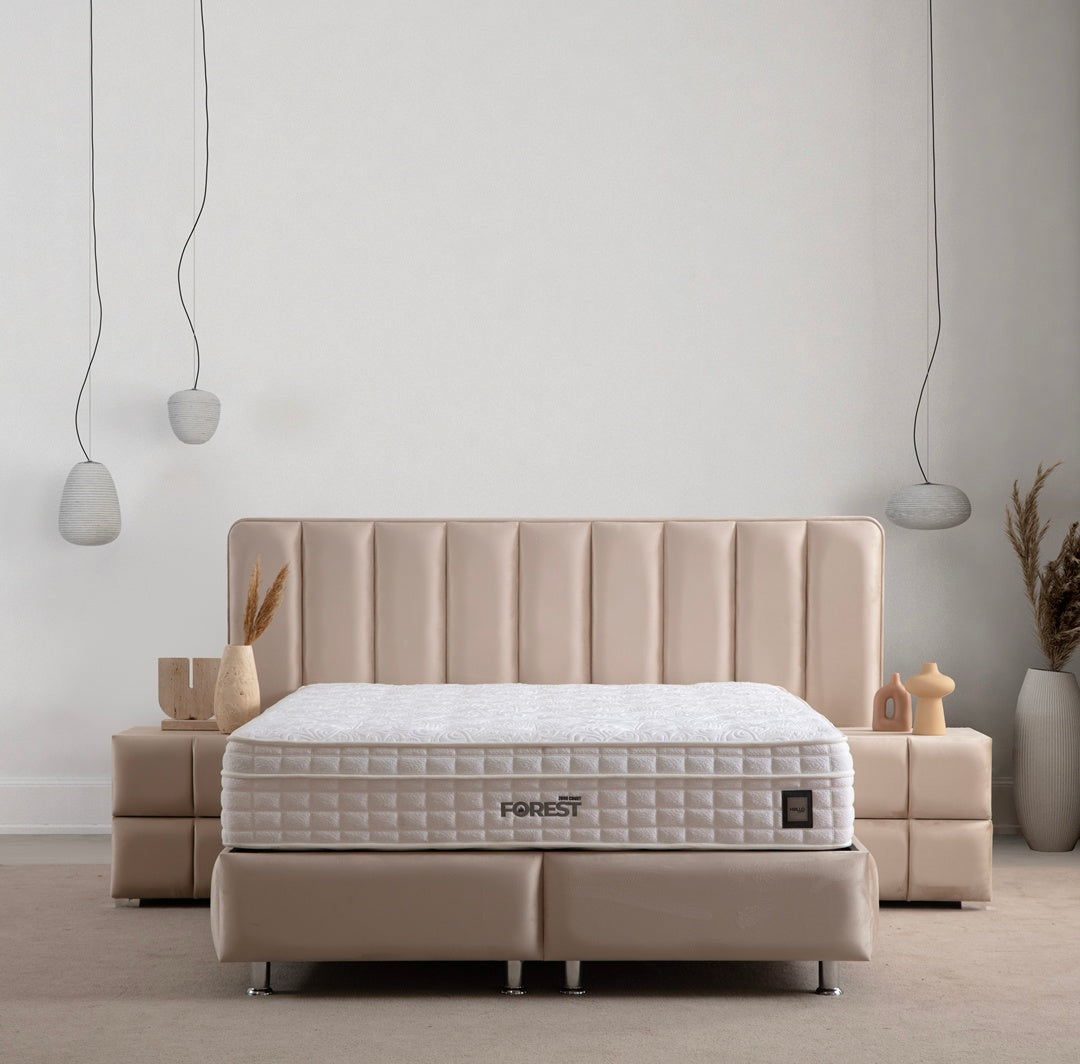 Lit Coffre DEFNE BEIGE - Velours
