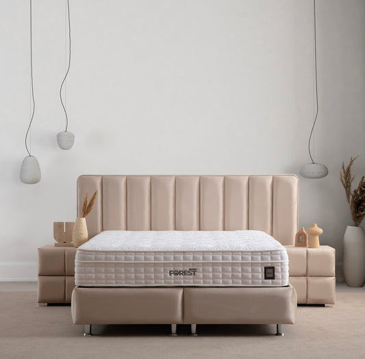 Lit Coffre DEFNE BEIGE - Velours