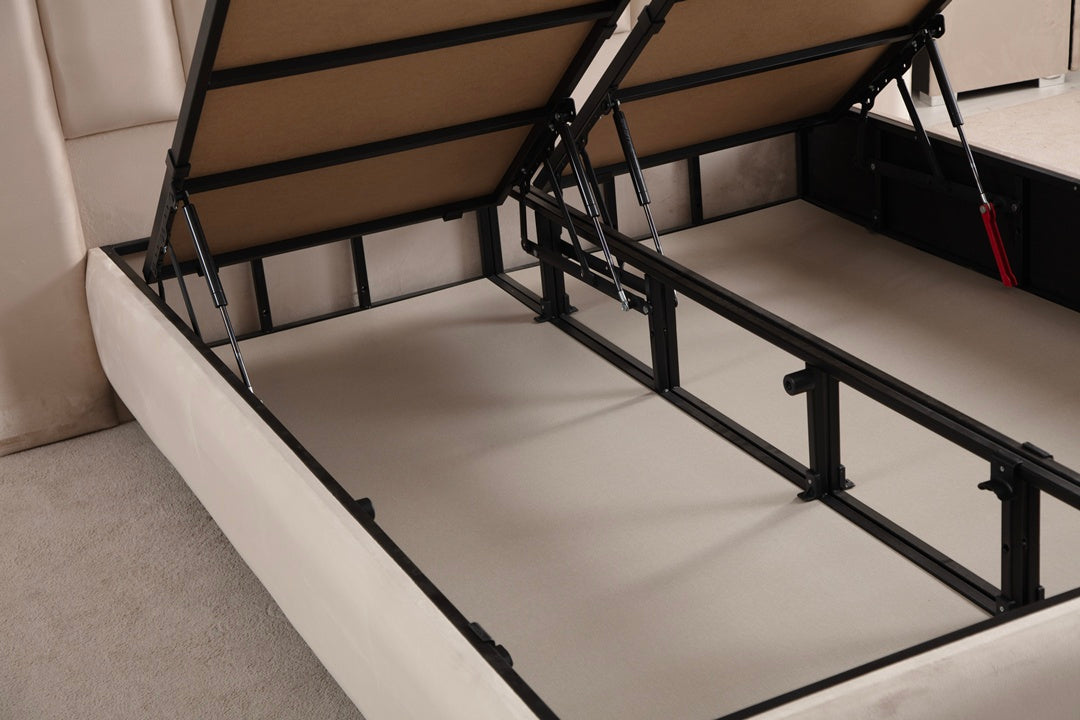 Lit Coffre CAPI BEIGE - Velours