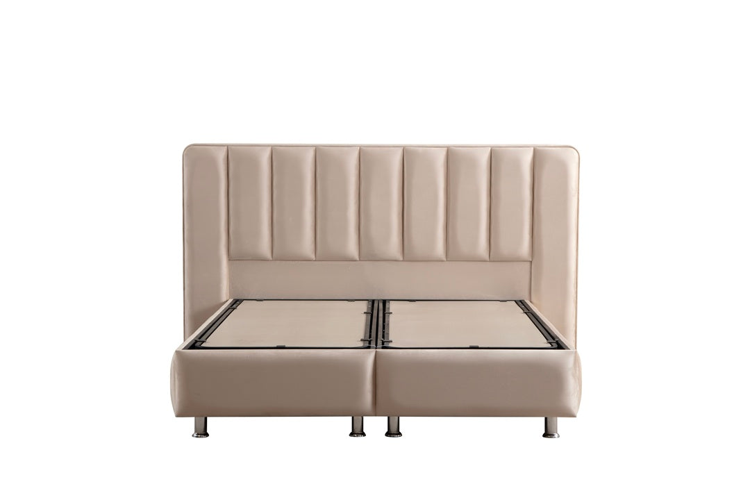 Lit Coffre DEFNE BEIGE - Velours