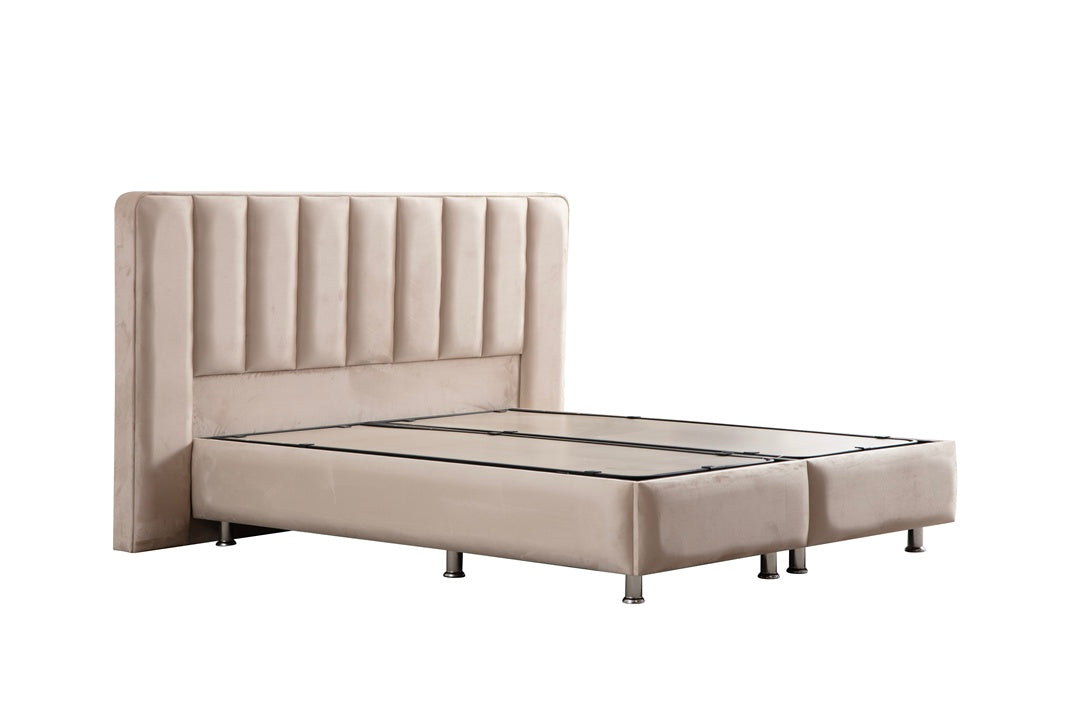 Lit Coffre DEFNE BEIGE - Velours