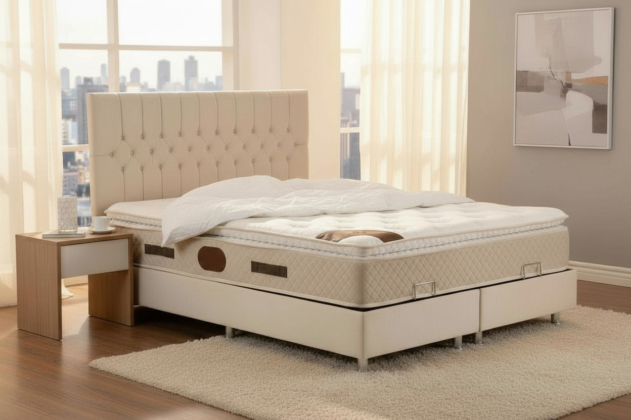 Lit Coffre CAPI BEIGE - Velours