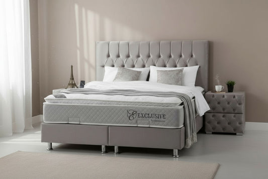 Lit Coffre CAPI GRIS - Velours