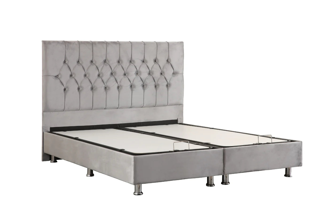 Lit Coffre CAPI GRIS - Velours