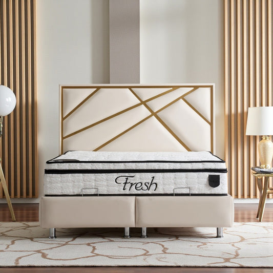 Lit Coffre PARMA BEIGE - Velours