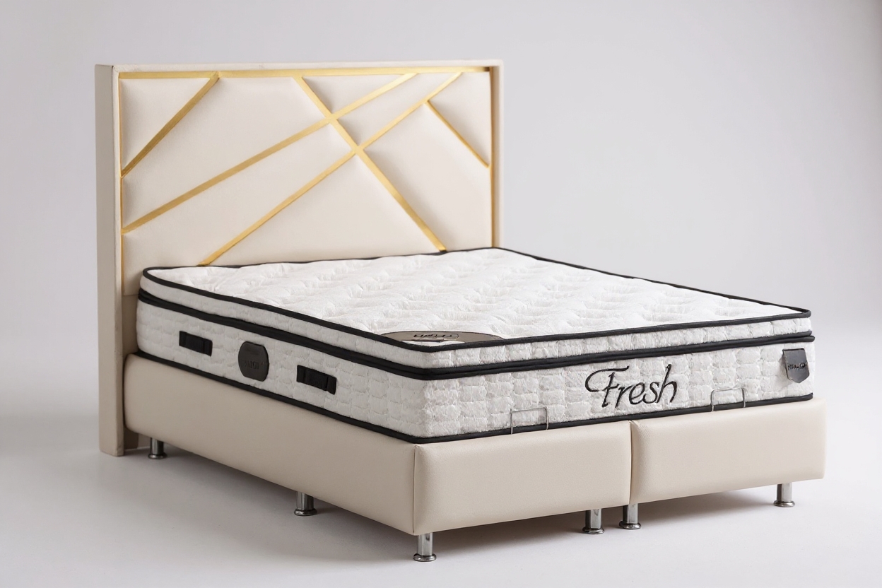Lit Coffre PARMA BEIGE - Velours