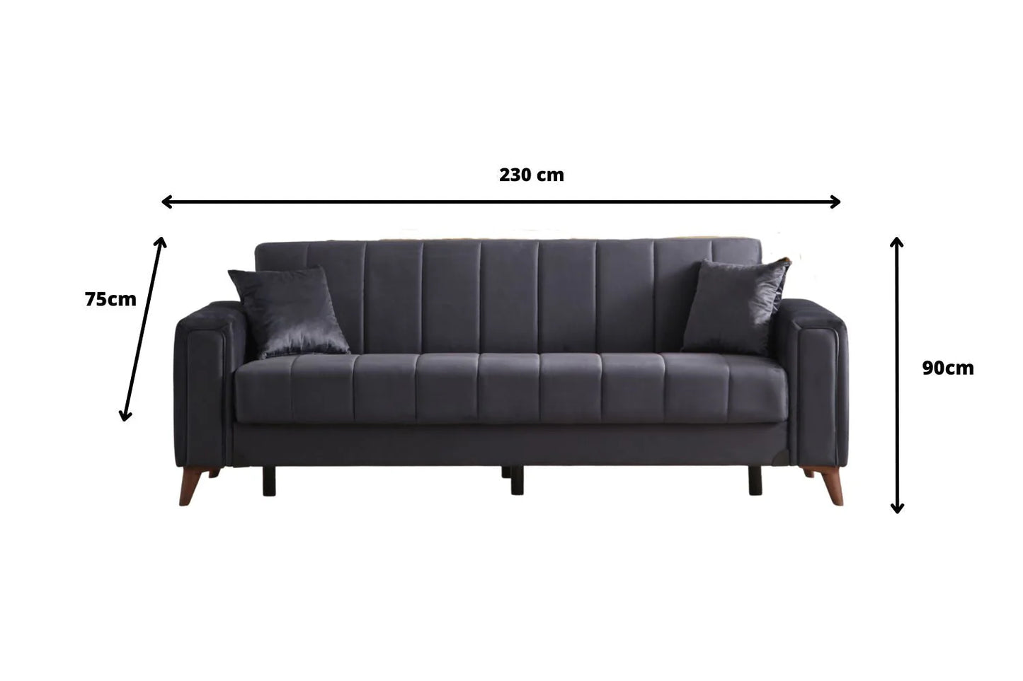 Canapé Convertible Novia Velours Gris Anthracite